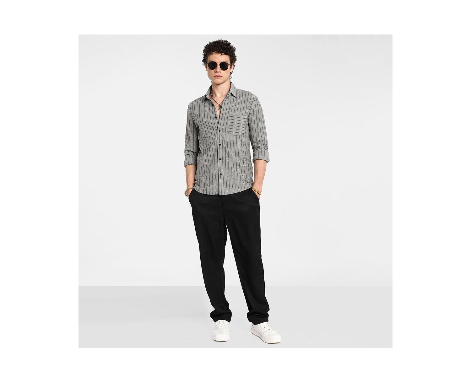 Men's Moon Grey Pinstriped Shirt
