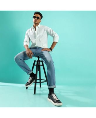 Men's White Heathered Pinstriped Shirt