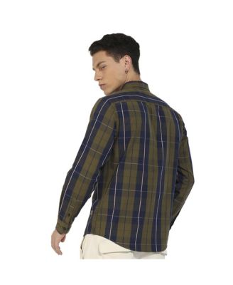 Men's Olive Green Tartan Plaid Shirt