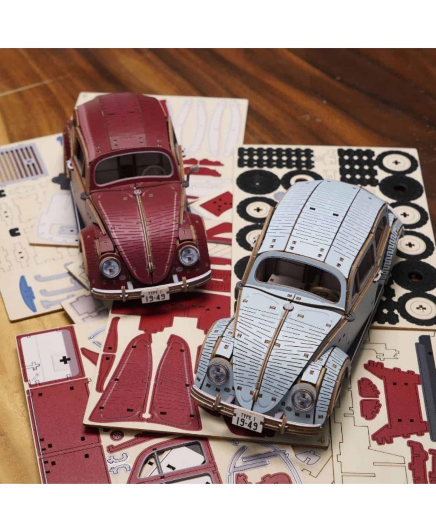 Детский конструктор Flash Popup 1949 Volkswagen Beetle Type 1 wa-gu-mi Wooden 346-Piece 3D Puzzle Building Set, Ages 12+ — фото 6