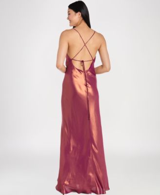 Juniors' Sleeveless Cowl Neck Long Dress