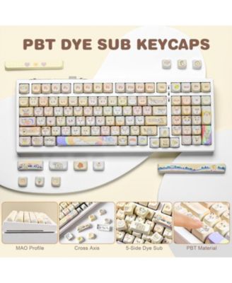 Dye-Sub PBT Keycap Set, Mao Profile, 143 Full Keys Cute Cat Custom Keycaps with Key Puller for Cherry Gateron MX Switches Mechanical Gaming Keyboard