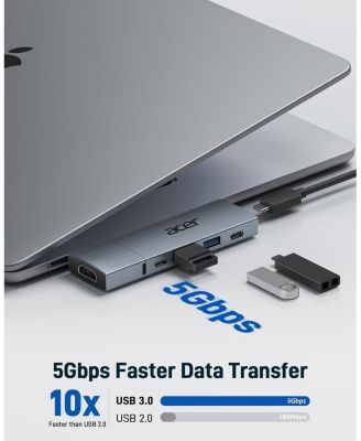 USB-C Hub for MacBook Pro/Air M1 M2 M3, 6-in-2 Detachable 4K60Hz USB C to HDMI Adapter