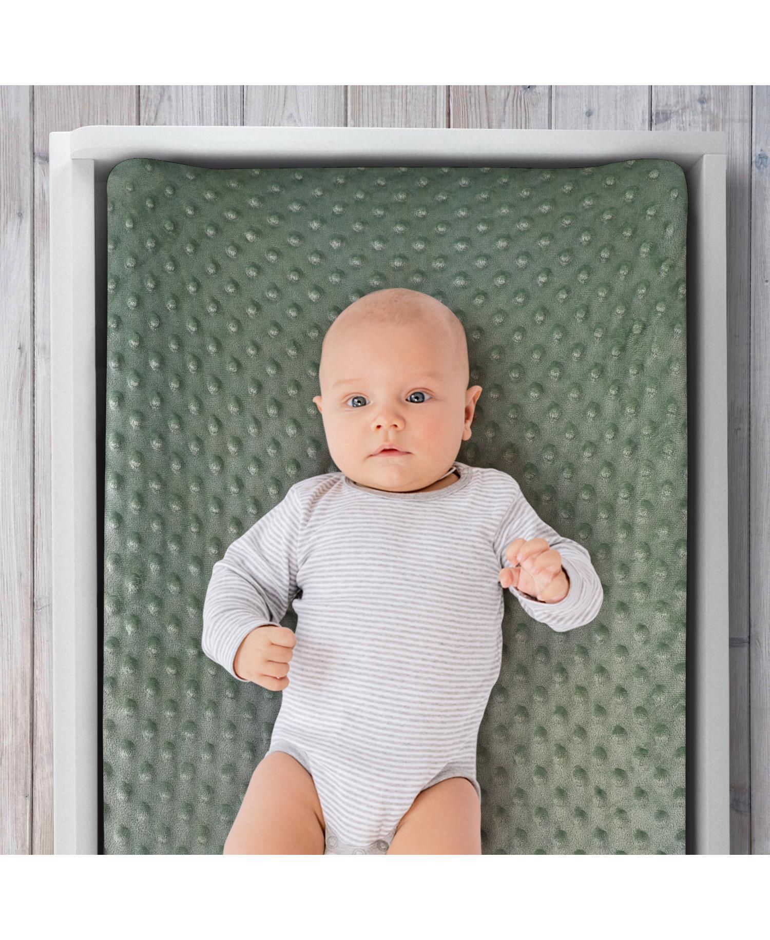 Changing Pad Cover for Baby Boys, Green Dino Minky