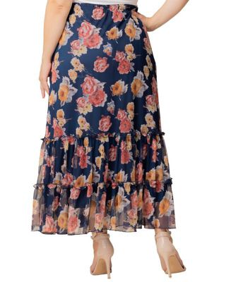 Plus Size Isla Tiered Mesh Maxi Skirt