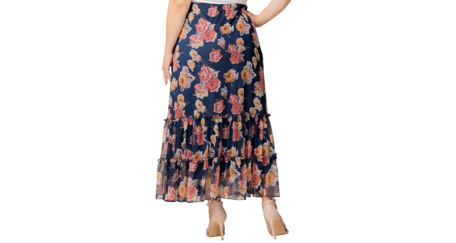 Plus Size Isla Tiered Mesh Maxi Skirt