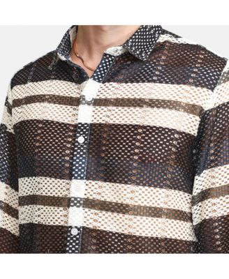 Men's Navy Blue Contrast Panel Knit Shirt