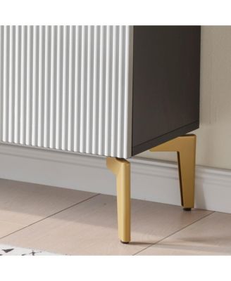 Arvo Modern Console Table – Textured Front with Black Frame & Gold Legs, Sculptural Entryway Sofa Storage Sideboard