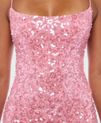 Juniors' Scoop Neck Sequin Dress