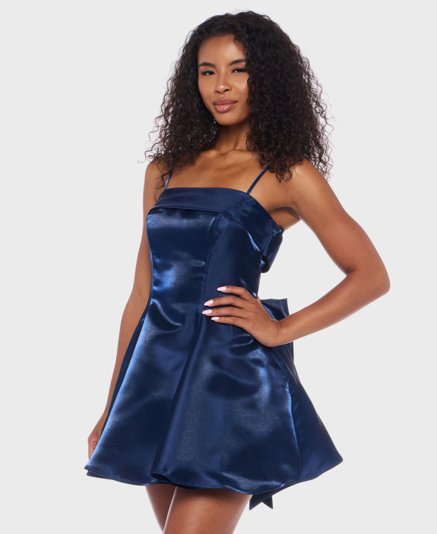 Женское платье Alex & Sophia Juniors' Square Neck Short, цвет: Тёмно-синий — фото 2