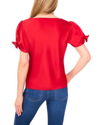 Women's Cowl Neck Bubble Short Sleeves Top