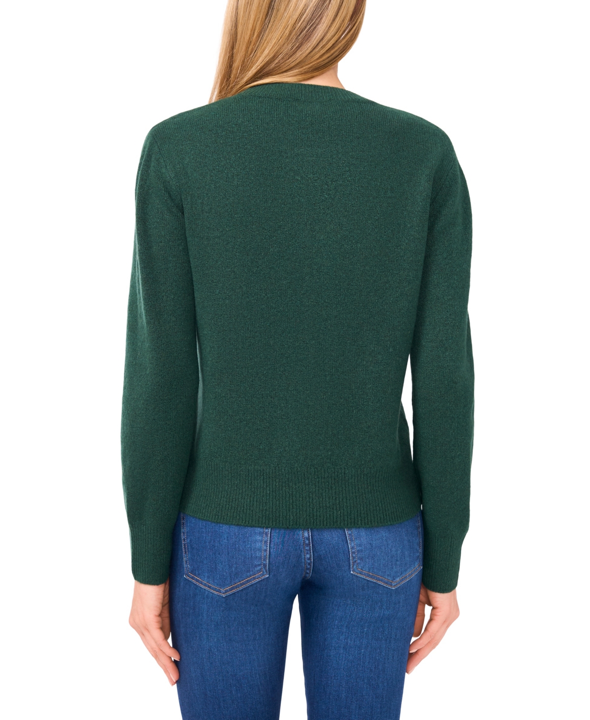 Cece Women's Bow-trim Crewneck Sweater In Green