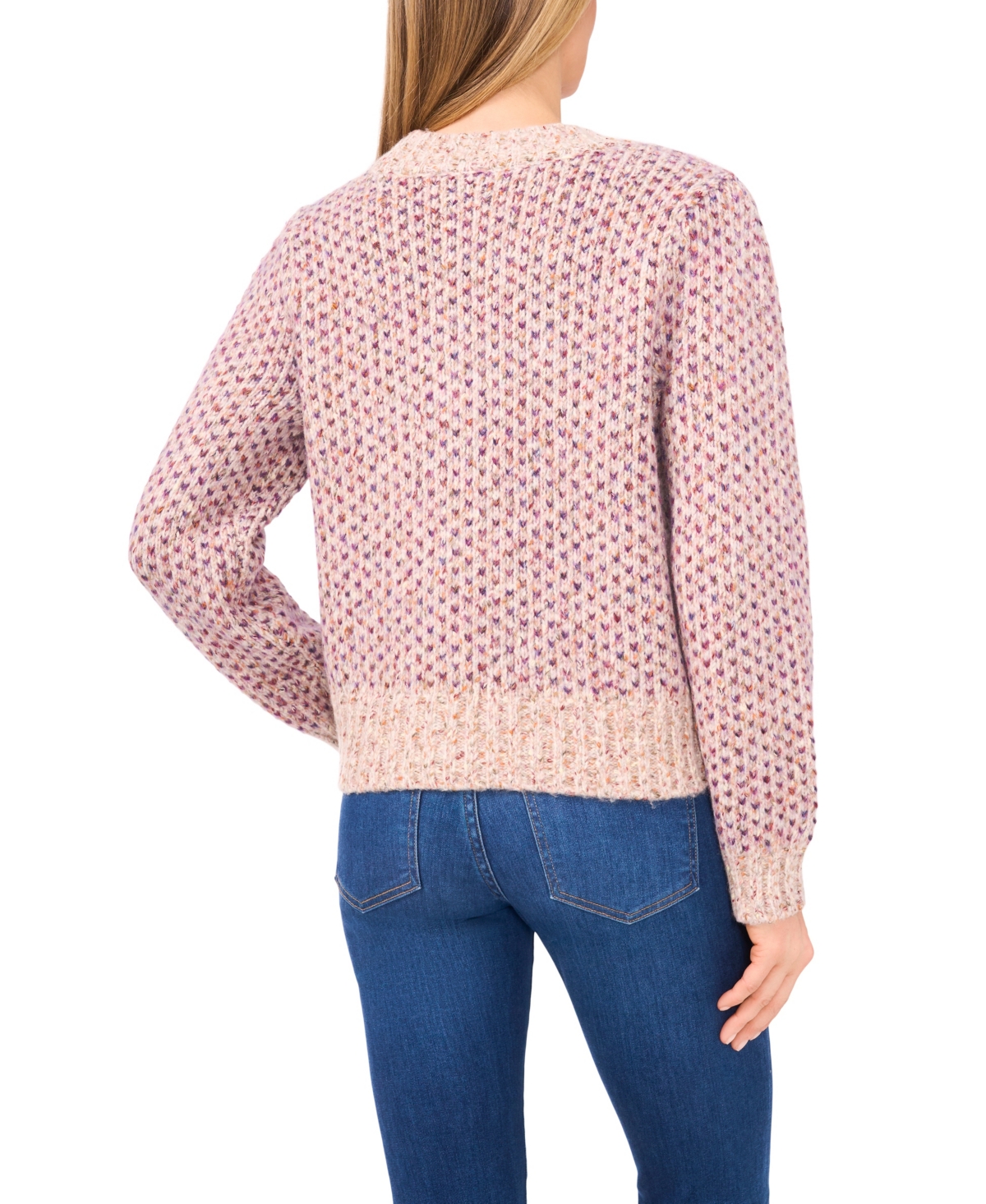 Cece Women's Tuck Stitch Long Sleeve Cardigan Sweater In Multi