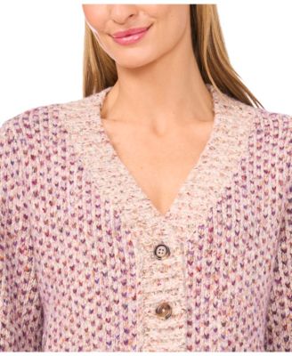 Women's Tuck Stitch Long Sleeve Cardigan Sweater