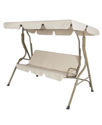 Patio Deck Glider Swing with Canopy for Outdoor Porch Seating and Shade