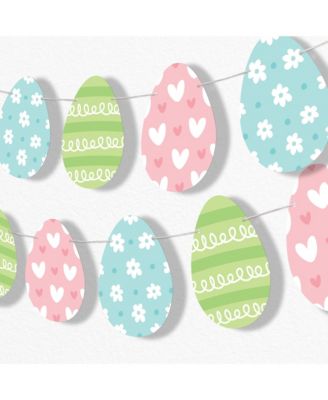 Egg Garland Banner, 10 Feet of Cord, 15 Pastel Eggs