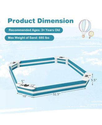 Outdoor Wooden Sandbox with Animal Patterns Seats Backyard Bottomless Sandpit