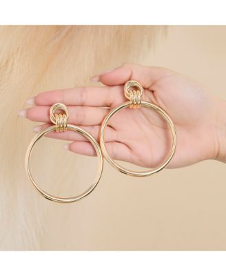 Oversized Gold Circle Drop Earrings
