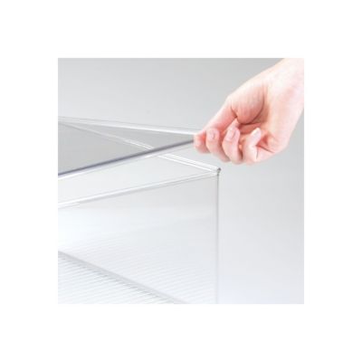 Plastic Stackable Playroom/Game Box with Hinged Lid, Set of 6, Clear