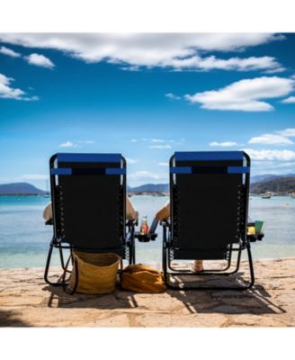 Padded Zero Gravity Chair - Extra Wide Outdoor Recliners with Adjustable Headrest, Lock-in Position & Cup Holder