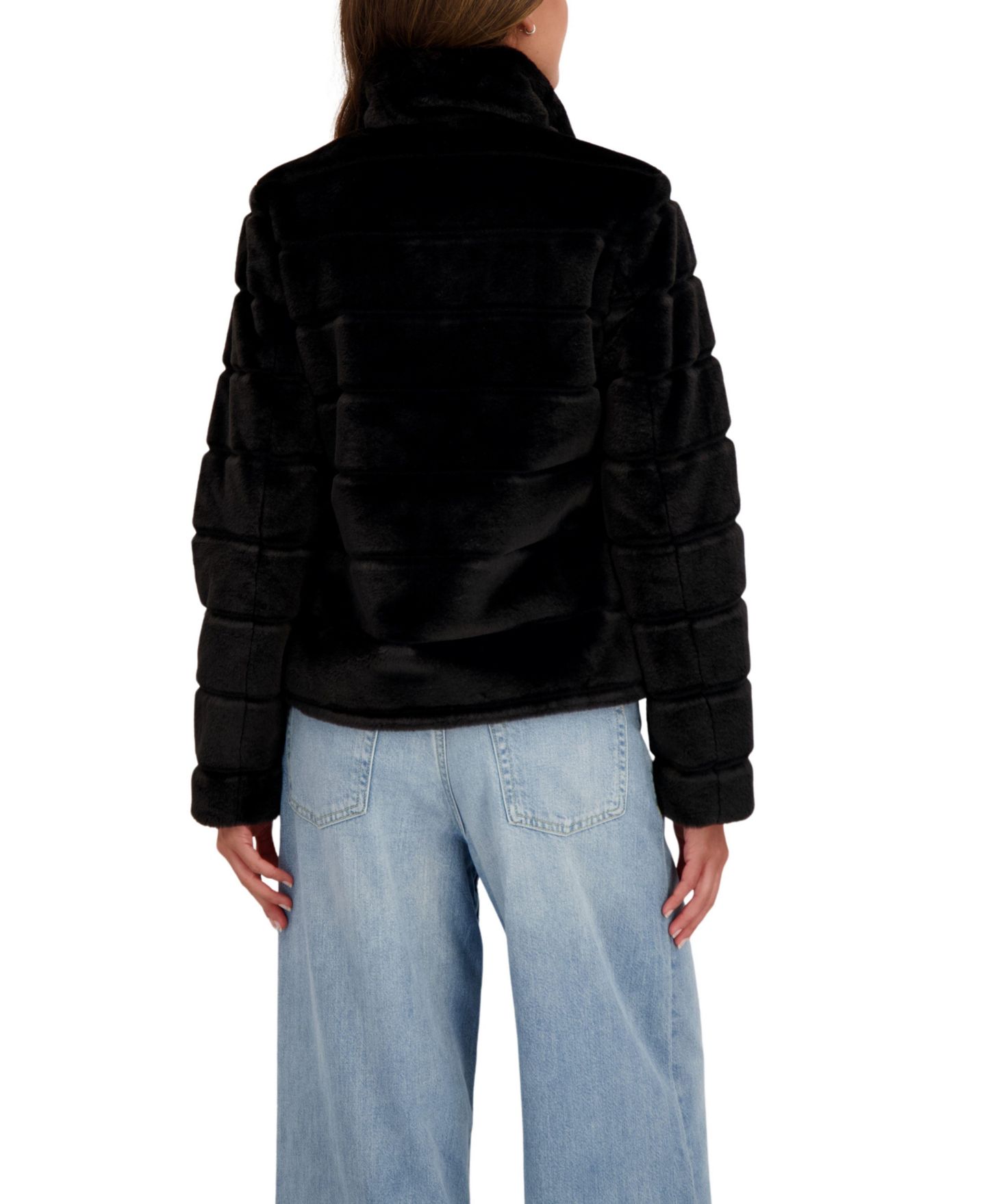 Женская куртка Sebby Collection Grooved Short Faux Fur, цвет: Чёрный — фото 2