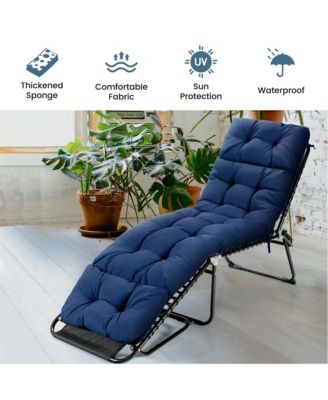 73-inch Chaise Lounge Cushion Thickened Recliner Cushion w/ 4 String Ties