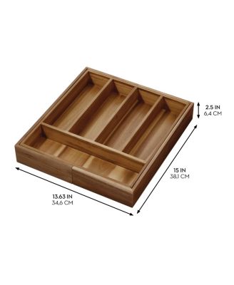 Expandable Acacia Wood Cutlery Drawer Organizer -Natural