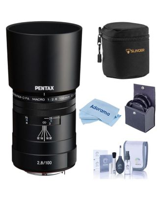 HD Pentax-D FA Macro 100mm f/2.8 ED AW Lens, Black, Bundle with 49mm Filter Kit, Soft Lens Case, Cleaning Kit and Cleaning Cloth