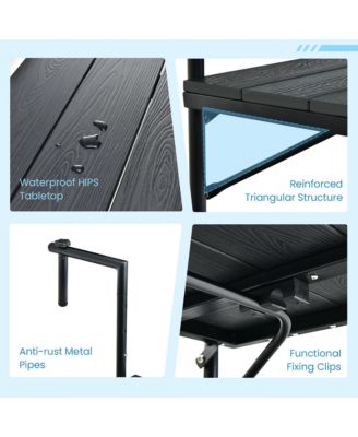 Folding Hanging Table Outdoor Railing Table with 3-Level Adjustable Height