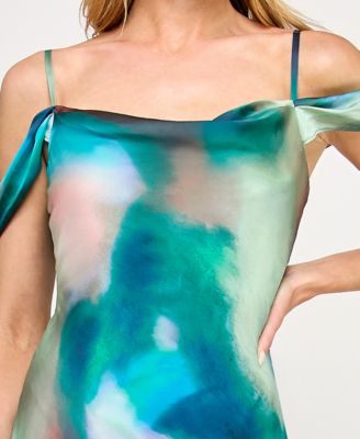 Juniors' Sleeveless Cold Shoulder Midi Slit Dress