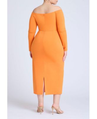 Women's Plus Size Midi Dress With Tie