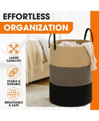 Large Laundry Hamper (15" x 19.7") - 3 Tone Black/Gray/Tan