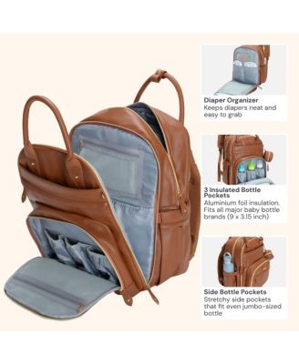 Kids Premium Faux Leather Diaper Bag Backpack Spacious & Stylish Nappy Organizer Midnight Blue