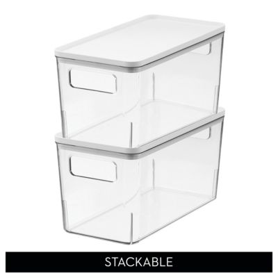 Pantry Bin with Lid for Kitchen - Set of 3 - Clear/White