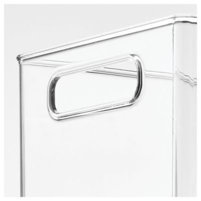 Plastic Stackable Fridge Bin with Handles, Clear, Made in USA