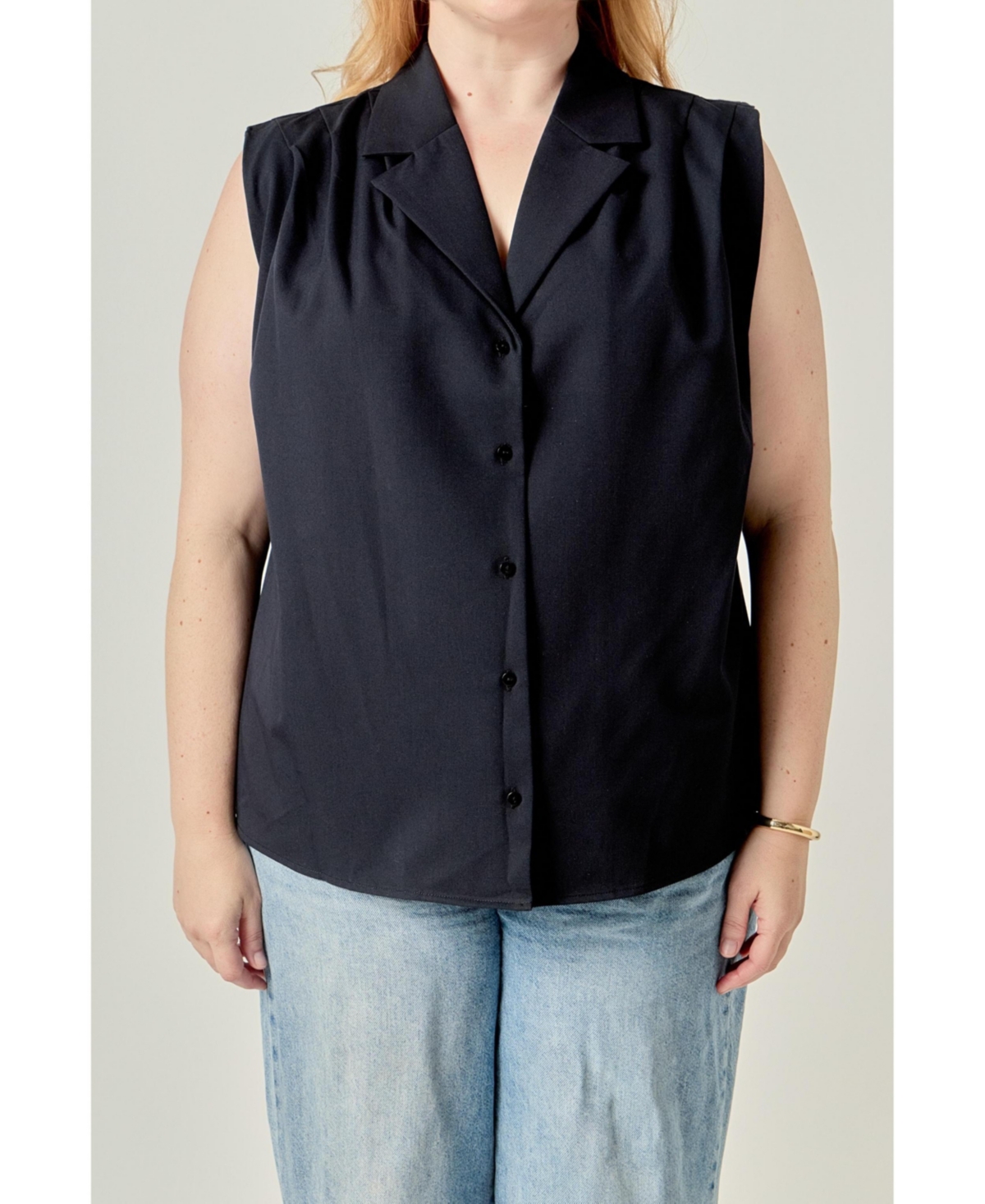 English Factory Women's Pleated Sleeveless shirt top