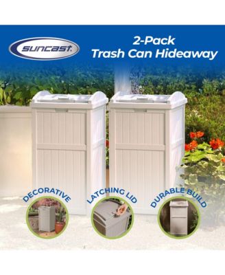 30-33 Gallon Deck Patio Resin Garbage Trash Can Hideaway, Taupe (2 Pack)