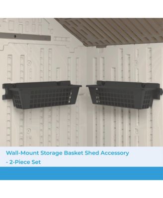 25 x 7.25 Inch Basket Accessory for Outdoor Shed, Black ( 2-Pack)