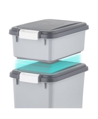 3-Piece 41 Lbs/45 Qt WeatherPro Airtight Pet Food Storage Container Combo with Scoop, Gray