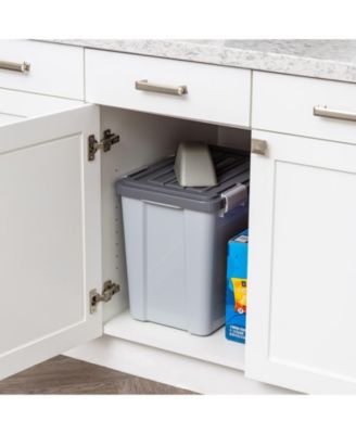 40lbs/32qt Dog Food Storage Container with 2 Cup Scoop, Gasket Seal Lid, Gray/Dark Gray