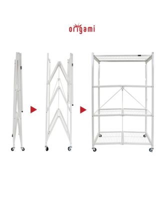 Wheeled 4-Shelf Folding Steel Wire Shelving, White (21&amp;quot; x 36&amp;quot; x 60&amp;quot;)
