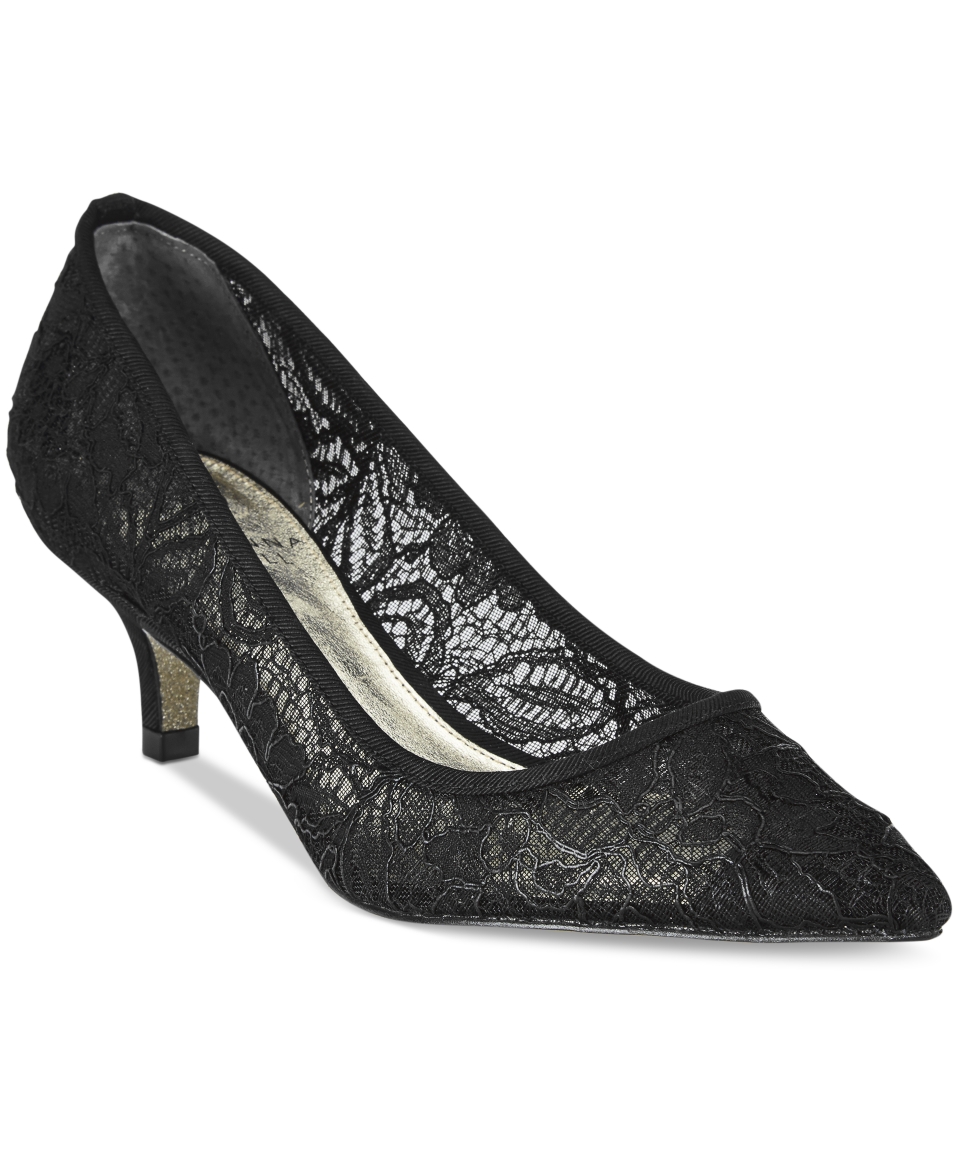 Adrianna Papell Lois Lace Pointed Toe Kitten Heel Pumps   Pumps