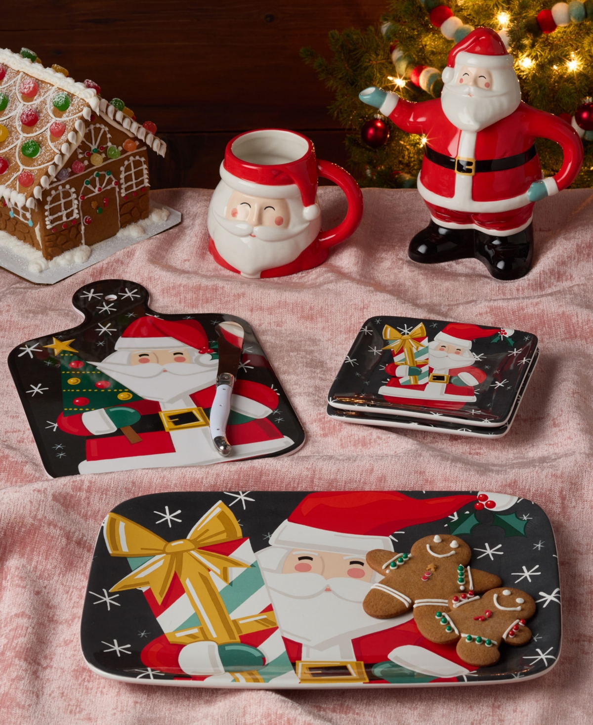 Certified International Christmas Whimsy Santa 3-d Cookie Jar In Multi