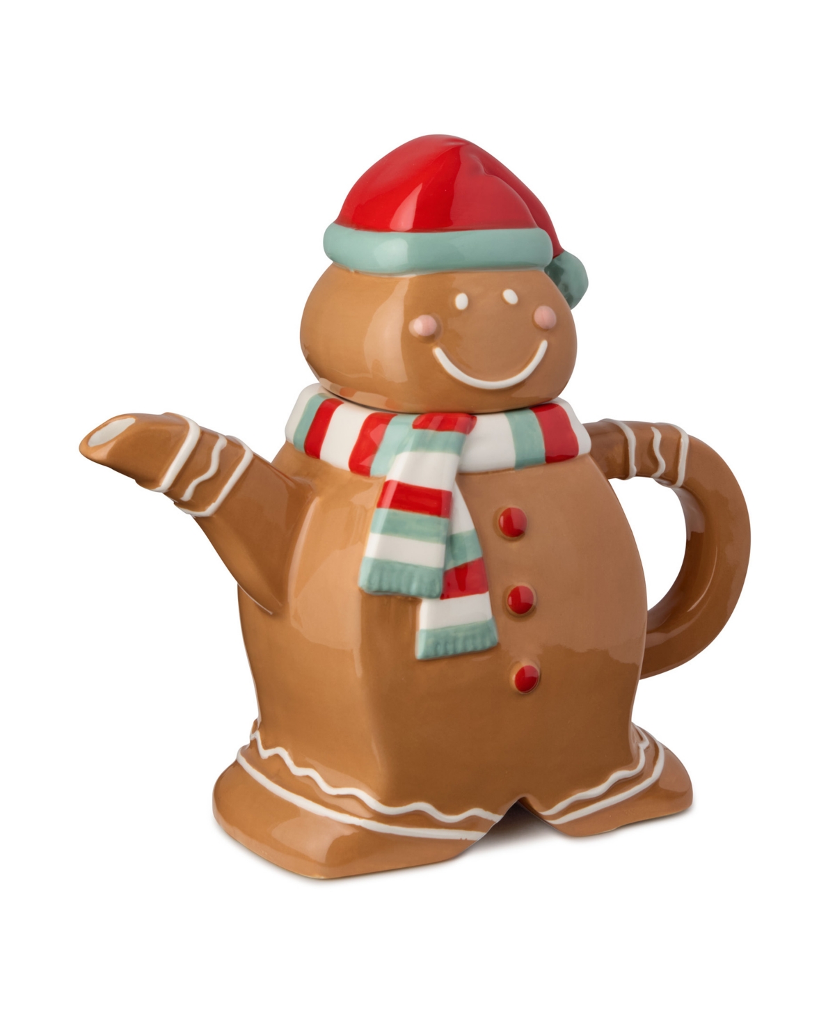 Certified International Christmas Whimsy Gingerbread 3-d Teapot In Multi