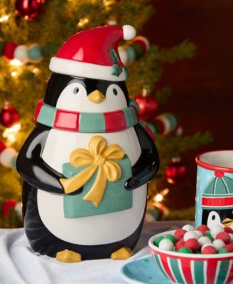 Christmas Whimsy Penguin 3-D Cookie Jar