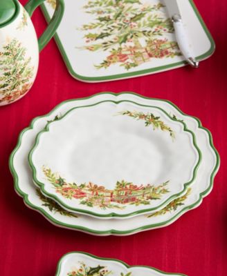Holly Tree Melamine Salad Plates, Set of 4