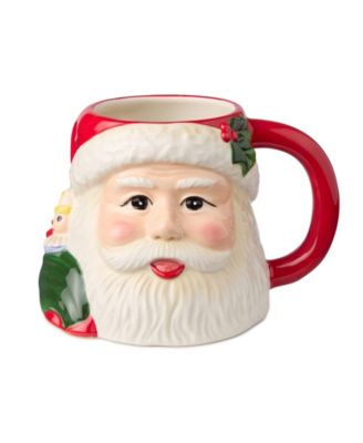 Santa's Retro Christmas 3-D Mugs, Set of 4