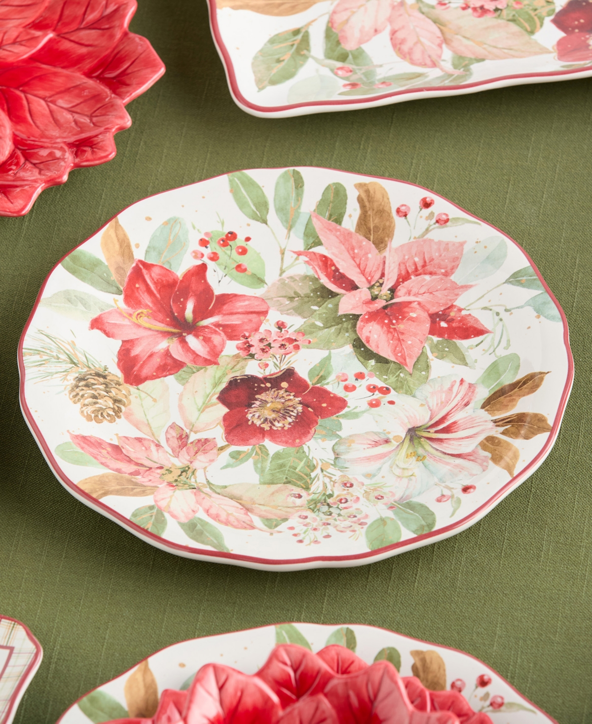 Certified International Winter Blooms Dinner Plates, Set of 4