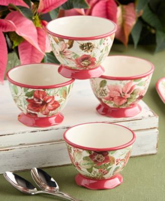 Winter Blooms Ice Cream Bowls, Set of 4