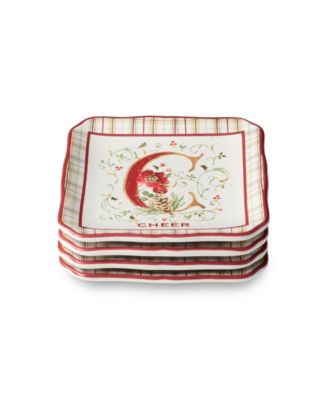 Winter Blooms Canape Plates, Set of 4